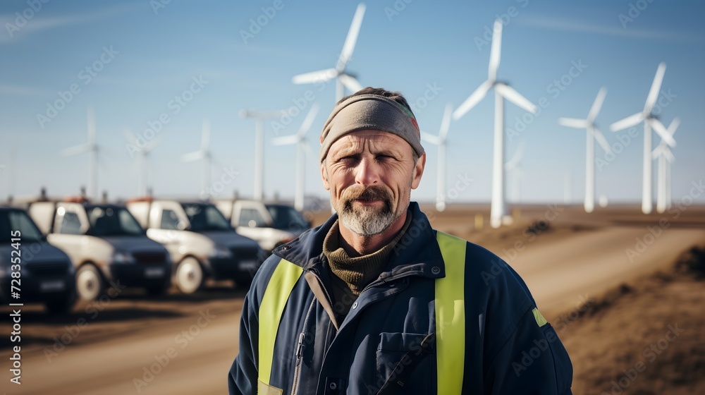 Obraz premium Engineer Ready For Wind Turbine Maintenance