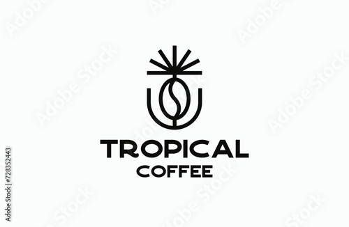 palm tree coffee bean logo icon design template flat vector
