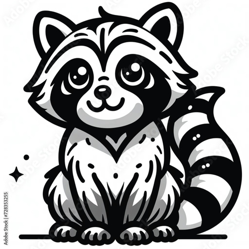 silhouette of raccoon on standing pose isolated on white background 