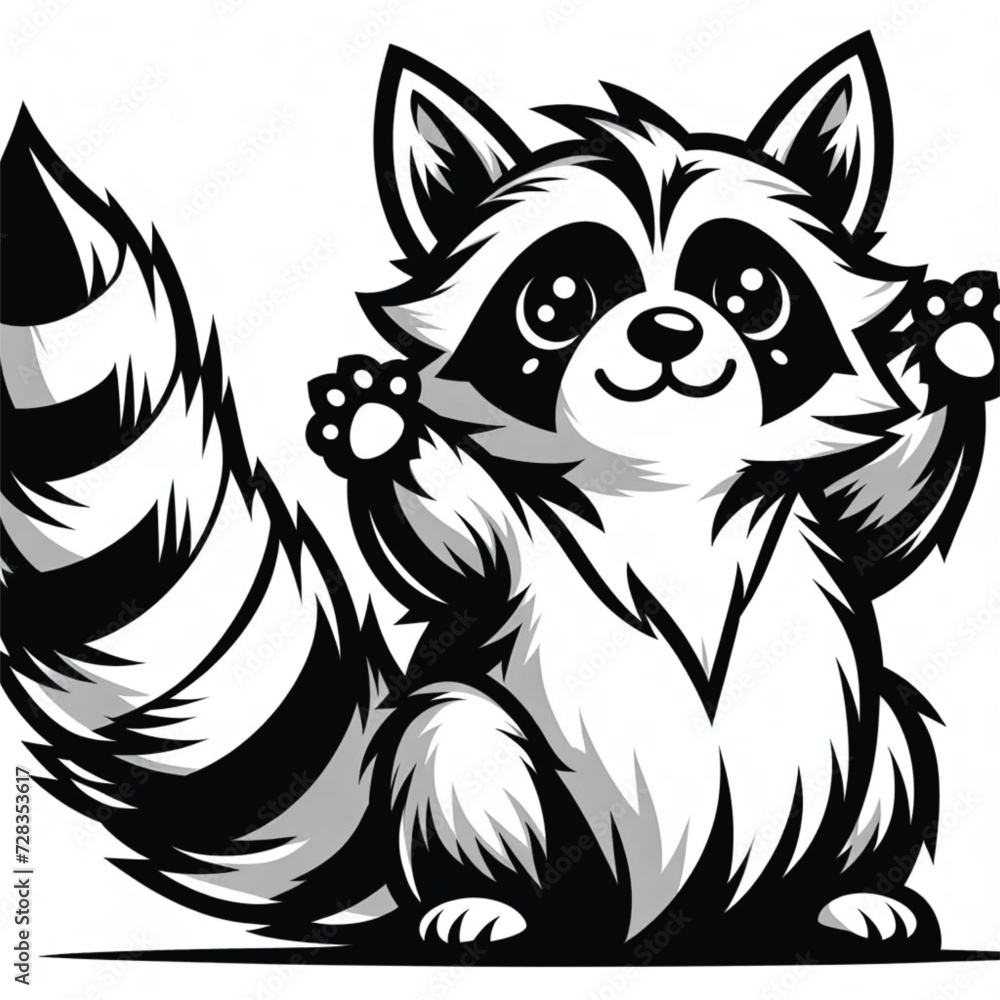 silhouette of raccoon on standing pose isolated on white background silhouette of raccoon on standing pose isolated on white background
