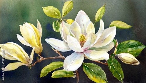 magnolia flower on background old botanical