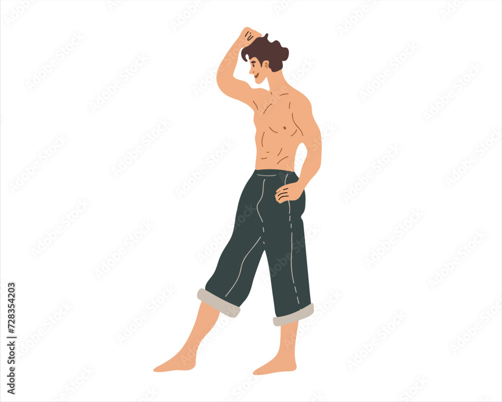 young stylish man with a naked torso