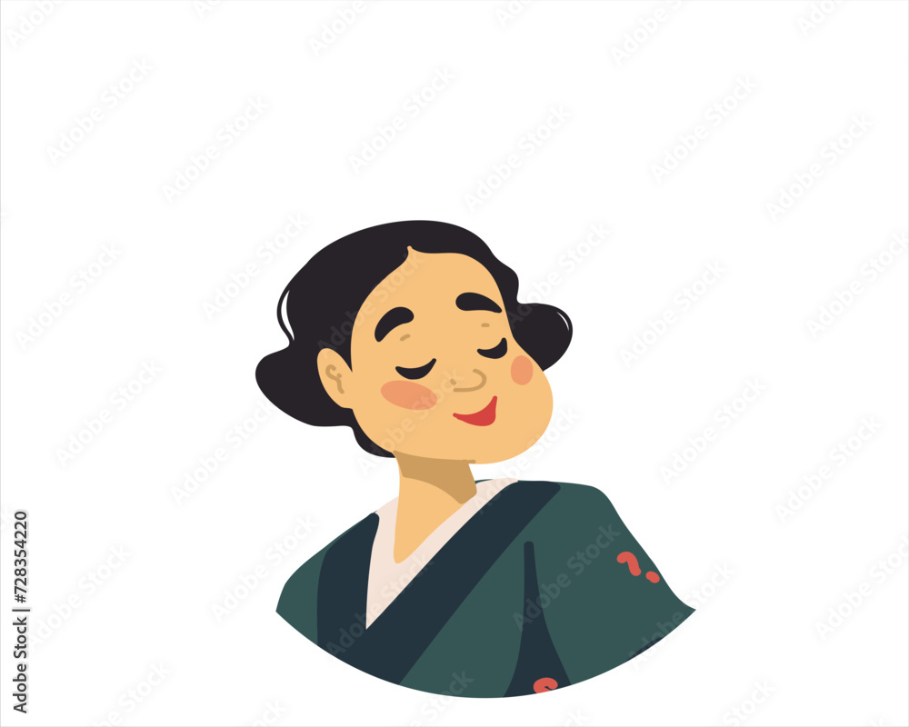 Portrait of a cute Asian woman, cartoon style Portrait of a cute Asian woman, cartoon style