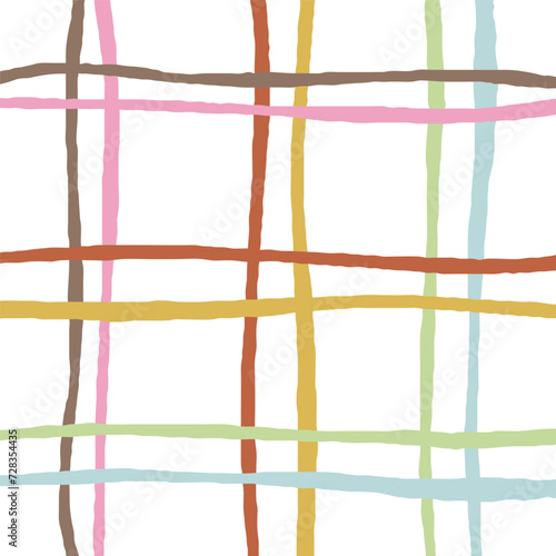 Retro dull dirty colors horizontal stripes vector pattern. Hand drawn doodle geometric abstract stripped background.
