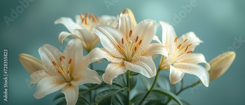 Blooming Beauties White Lilies in Full Bloom Generative AI