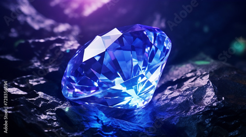 A gem-like crystal clear sapphire, shining with charming light, panning, Comicbook, UHD, HDR