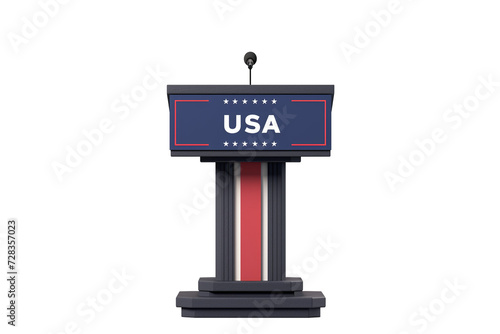 American podium with USA insignia isolated on a transparent background, suitable for political or presidential speech or election concepts