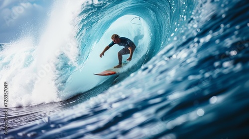 Endless Thrill: Surfing the Long Barrel Wave © Mike