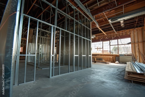 Commercial Space Renovation: Metal Stud Framing for Retail, Stores, and Eateries © AIGen