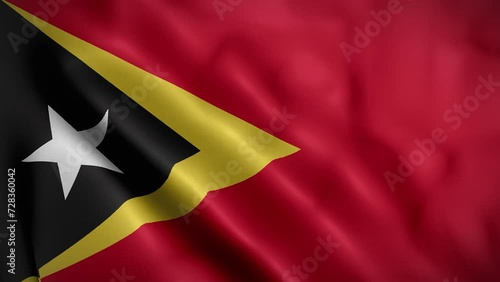 East Timor waving flag, Flag of East Timor Animation, East Timorese Flag Closeup, 4k East Timorese Flag Waving Animation photo