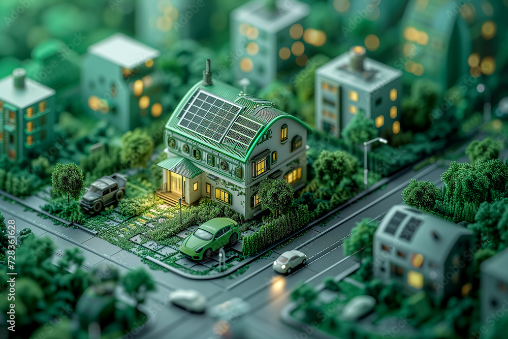 Obraz premium Smart House. Electric car