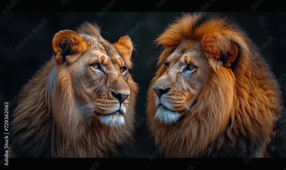 Naklejka premium Lion Love A Celebration of Black History Month Generative AI