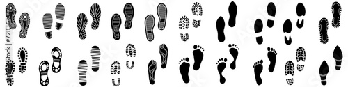 Shoes prints icon vector set. Footprints illustration sign collection. Shoes symbol or logo. photo