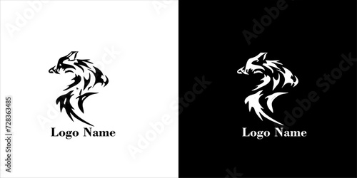 vector logo with black and white wolf image