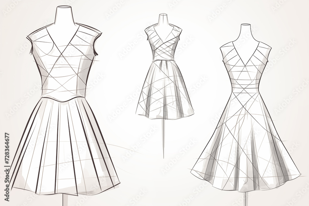 handmade sketches of women's fashion dresses and patterns handmade sketches of women's fashion dresses and patterns