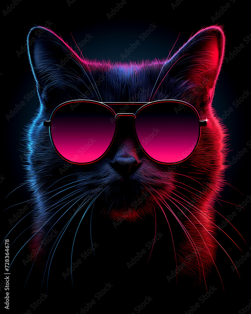 Portrait of a cat. Black background. Design for t-shirt Portrait of a cat. Black background. Design for t-shirt