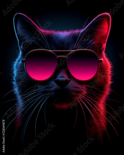 Portrait of a cat. Black background. Design for t-shirt © Bonya Sharp Claw