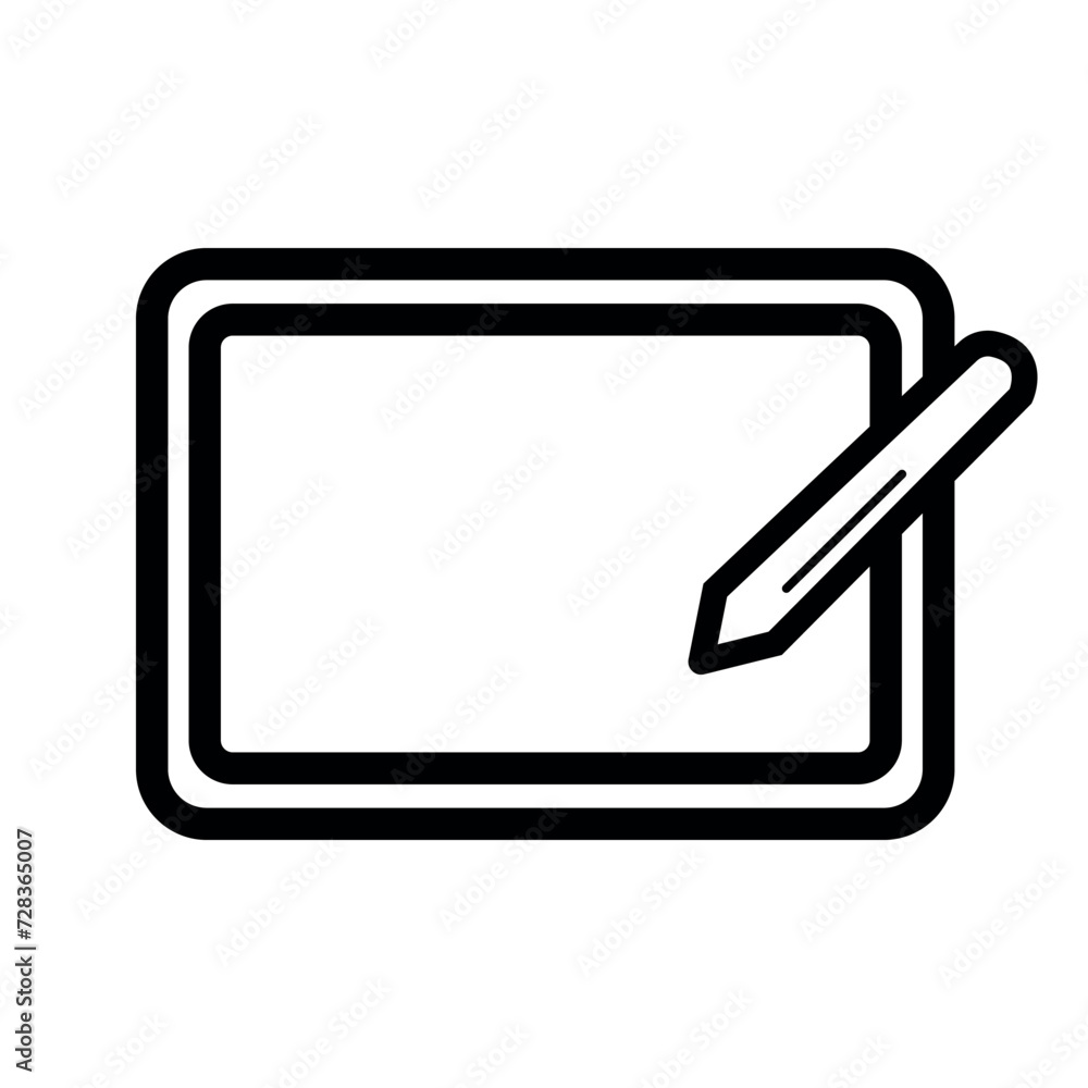 Pen tablet linear icon vector, tablet icon vector isolated on white background. Pen tablet linear icon vector, tablet icon vector isolated on white background.