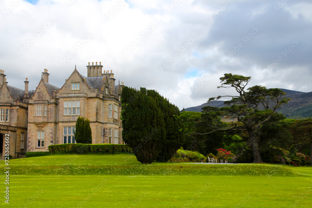 Muckross House was a stately residence and castle-like mansion and is located south of the Irish town of Killarney