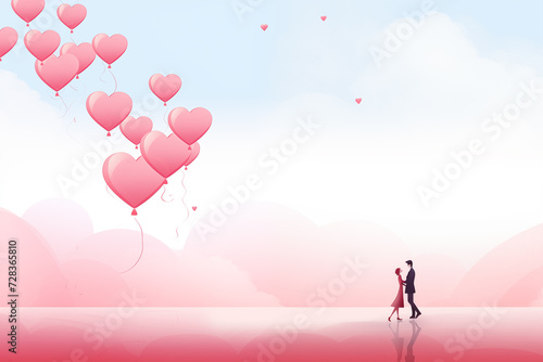 Valentines Day Background with copy space. Red hearts  love and romance concept. 