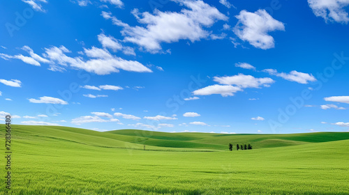 A tranquil countryside with rolling hills and a clear blue sky, Peaceful, Countryside, Ultra Realistic, National Geographic,  © lahiru