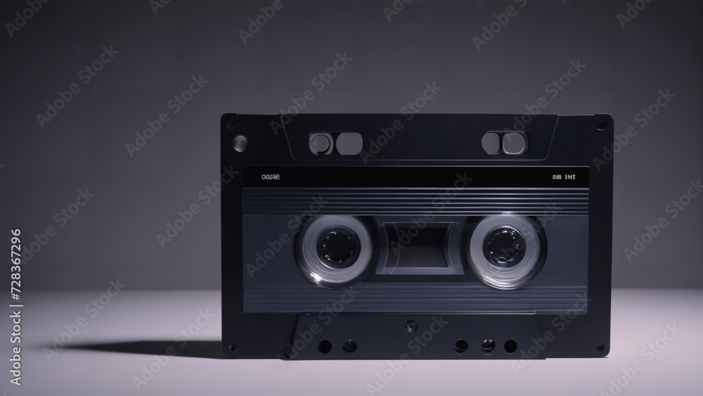 black cassette player on a table, asset on grey background, black cassette player on a table, asset on grey background,