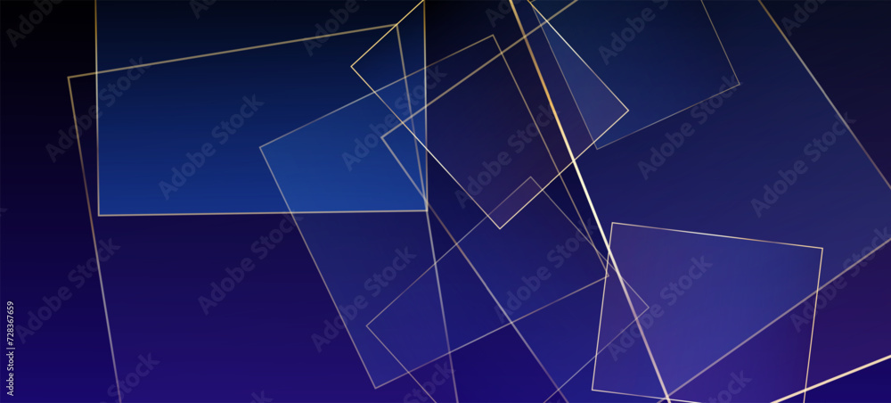 Purple Sky Business Border with Gold Lines. Dark Blue Luxury Card. 3D Abstract Polygonal Shiny Background. Silver Premium Geo Paper. Royal Rich VIP Polygon Banner. New Year Squares Cover.
