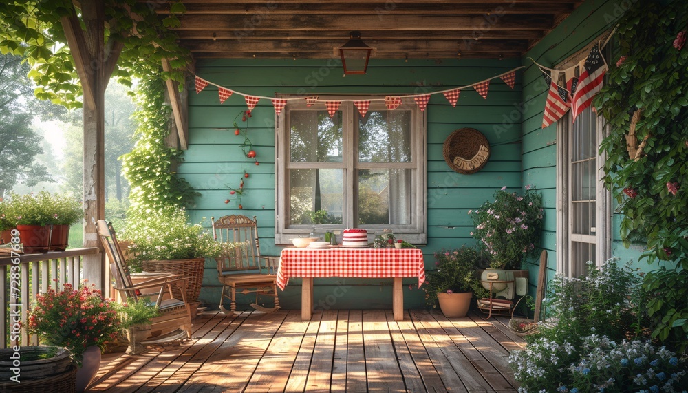 Summer Vibes A Colorful Picnic Table with Fresh Fruit and Flowers Generative AI