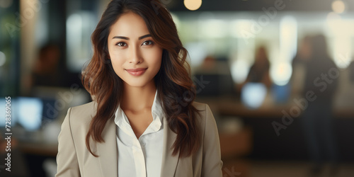  Beautiful asian business woman at work