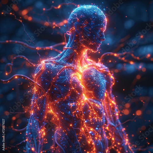 Glowing Blue Neurons A Futuristic Take on the Human Brain Generative AI
