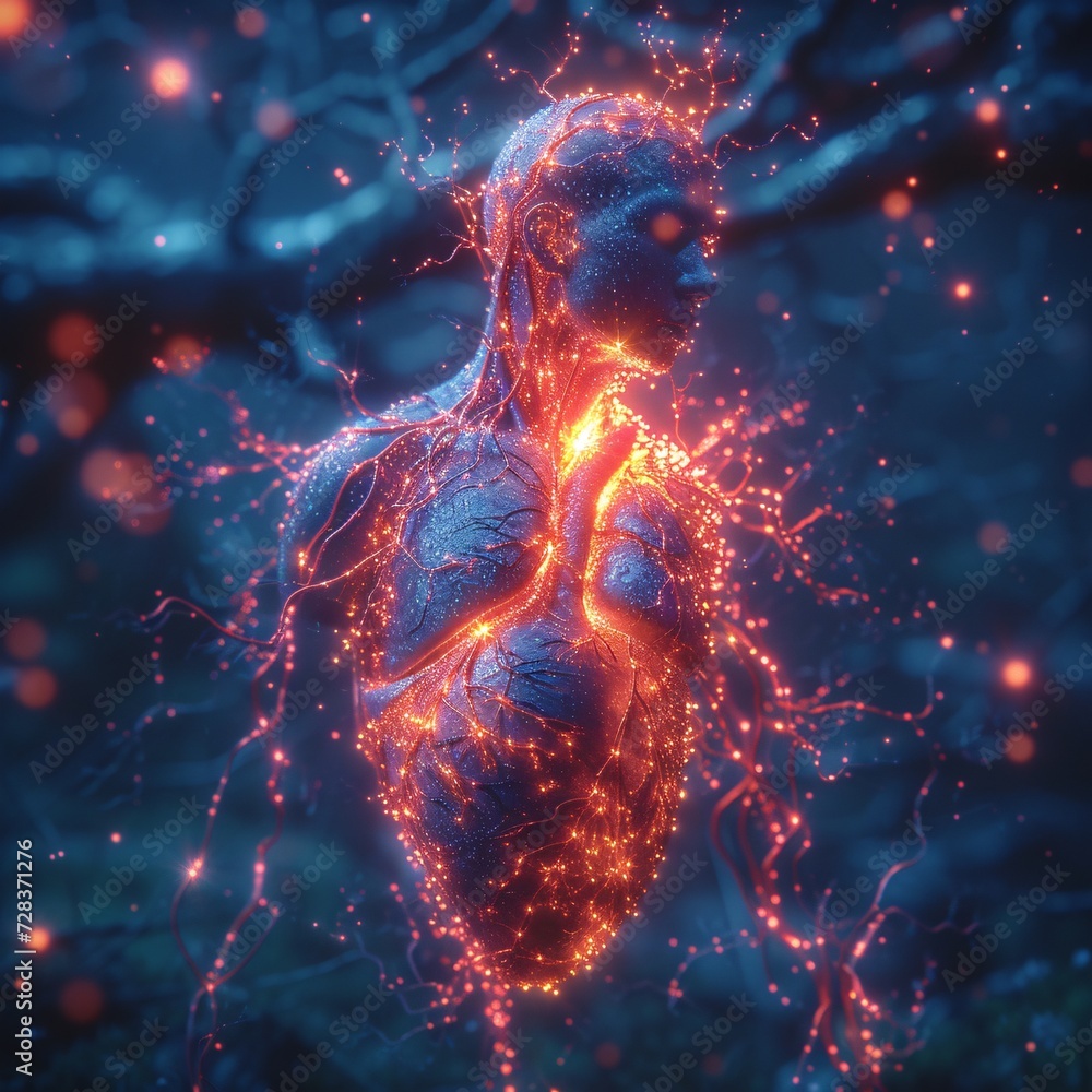 Glowing Heart A Neon-Lit, Futuristic Take on Love Generative AI