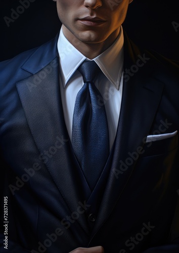 Detail on businessman in luxury modern suit for meeting. Generative Ai. © annamaria