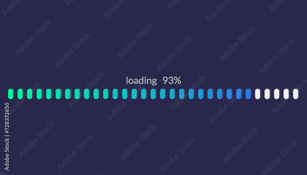 Progress load bar. Indicator of status download. Graphic icons of interface. Neon buttons of speed of upload. Web loaders with percent. Futuristic UI for website, game, internet