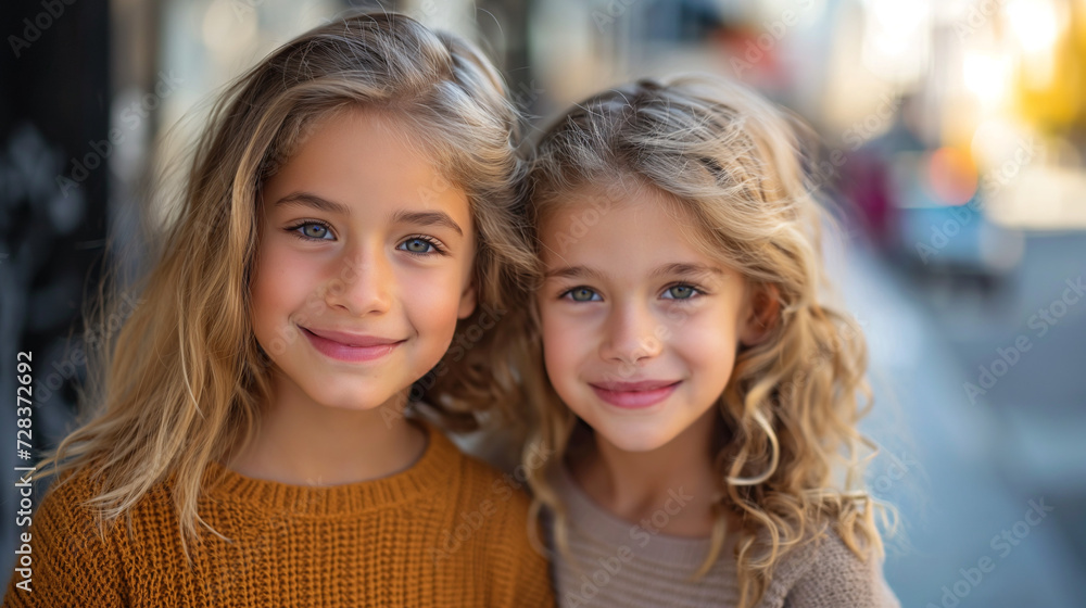 Two Young Girls Standing Next to Each Other Two Young Girls Standing Next to Each Other
