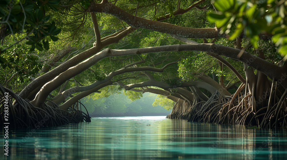 Naklejka premium Aerial roots of a tropical mangrove tree
