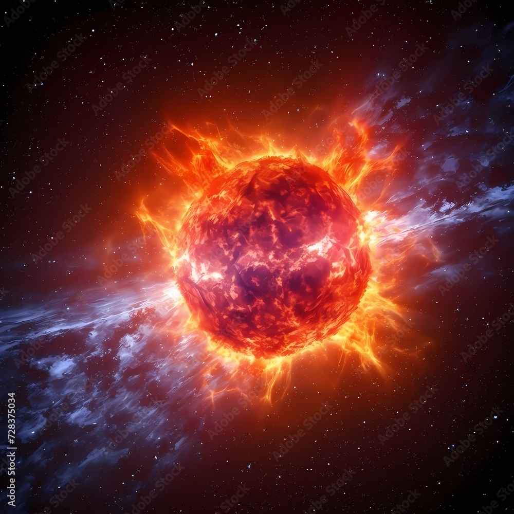 Fiery Sun in Space