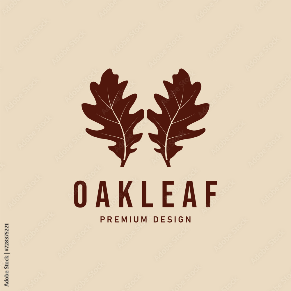 Obraz premium autumn oak leaf vintage logo design template, natural logo vector illustration design graphic