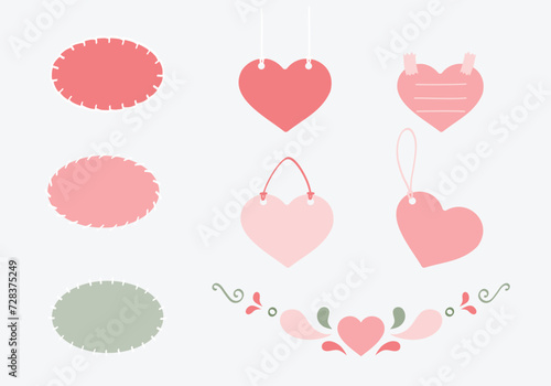 Valentine oval and heart labels 