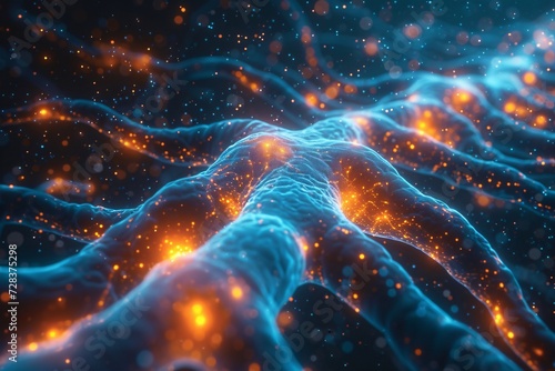 Glowing Neurons in a Blue Ocean A Stunning Visual of the Human Brain Generative AI