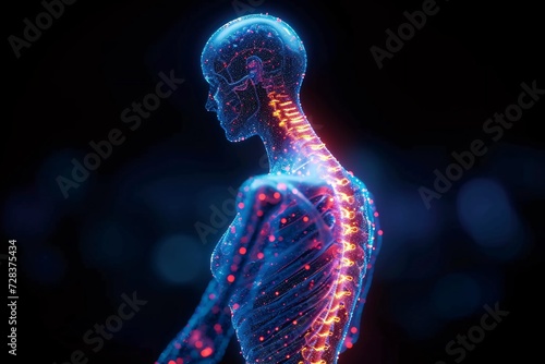 Glowing Spine A Neon-Illuminated Skeletal Anatomy Generative AI © Riya