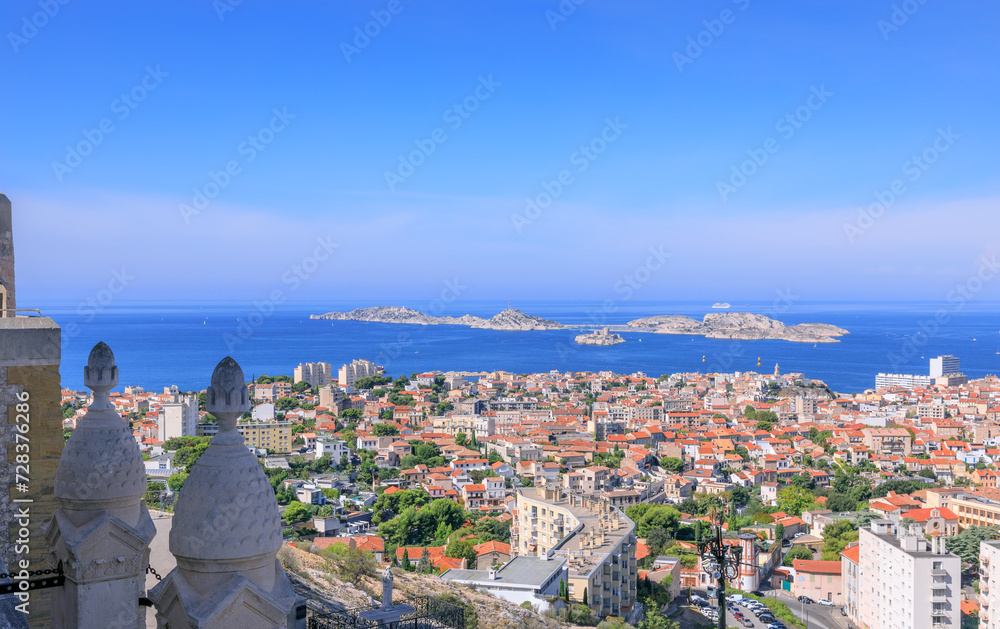 Marseille cityscape from Notre-Dame de la Garde, France.