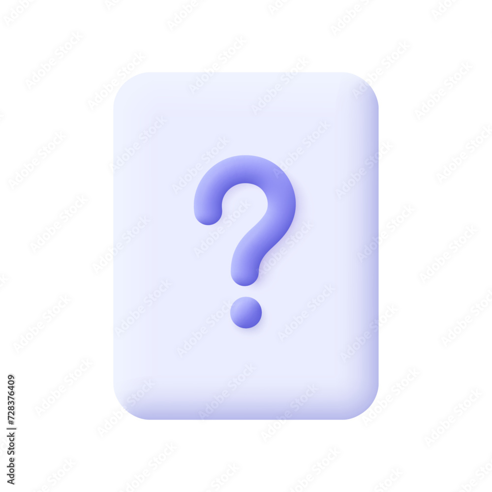 Document paper with question mark, paper document sheet with question sign. FAQ, QA, answer and solution concept. 3d vector icon. Cartoon minimal style. Document paper with question mark, paper document sheet with question sign. FAQ, QA, answer and solution concept. 3d vector icon. Cartoon minimal style.
