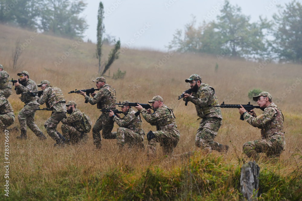 A disciplined and specialized military unit, donned in camouflage, strategically patrolling and maintaining control in a high-stakes environment, showcasing their precision, unity, and readiness for A disciplined and specialized military unit, donned in camouflage, strategically patrolling and maintaining control in a high-stakes environment, showcasing their precision, unity, and readiness for