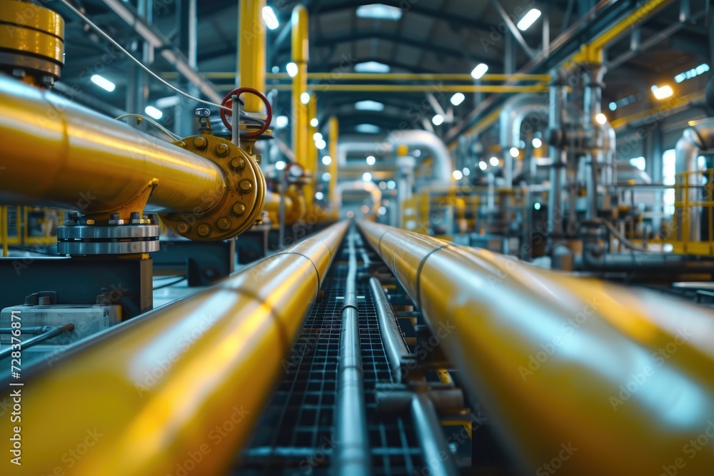 Oil pipeline and gas pipeline of oil refining and the movement of oil and gas. Generative AI Oil pipeline and gas pipeline of oil refining and the movement of oil and gas. Generative AI