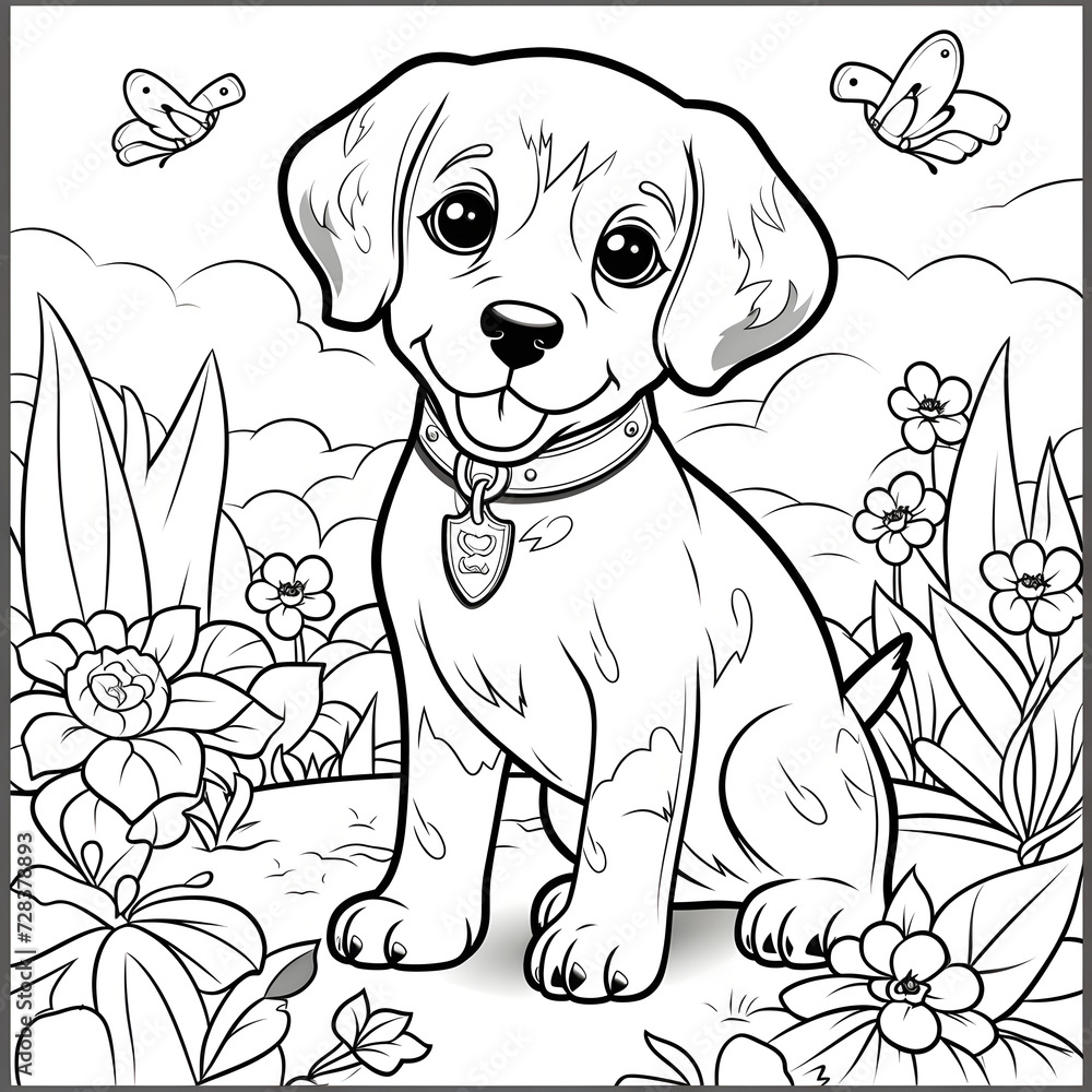 Fototapeta premium 개, 강아지, animal, 만화, 귀여운, 애완 동물, 삽화, 