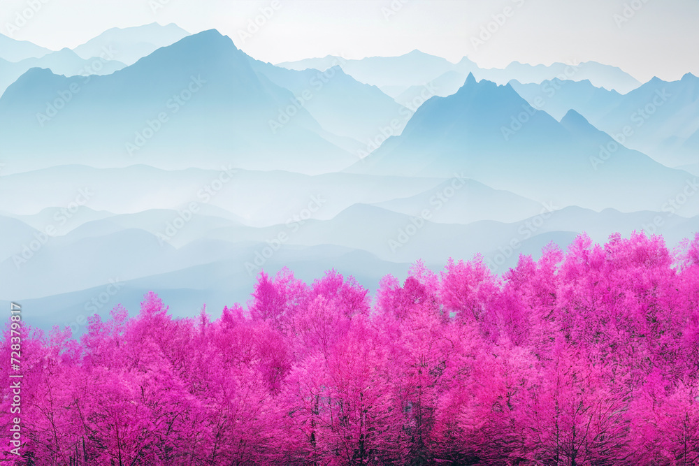 pink forest in beautifull backgound