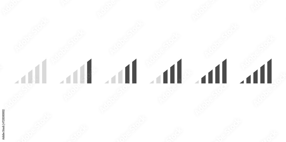 Connection Icon Set. Mobile Phone Bar Icons. Signal Strength Icon 