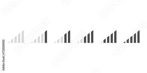 Connection icon set. Mobile phone bar icons. Signal strength Icon. Signal strength indicator. Wireless symbol. Connection levels