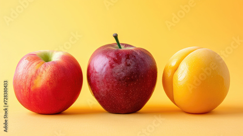 Three delectable fruits - apple, apricot, and mango