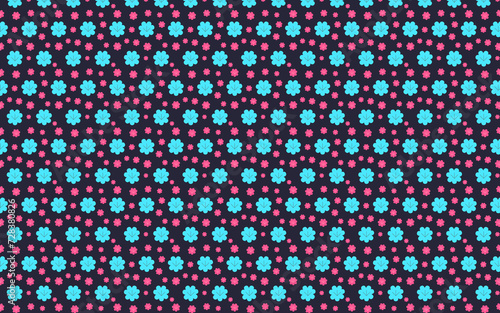 Ready to use flower pattern background or texture. Contains geometric flower in dark backdrop. Nature flower pattern. Complex and compact version.